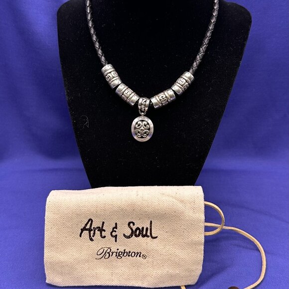 Brighton Retired Black Braided Leather Cord Choker Necklace - Picture 11 of 11